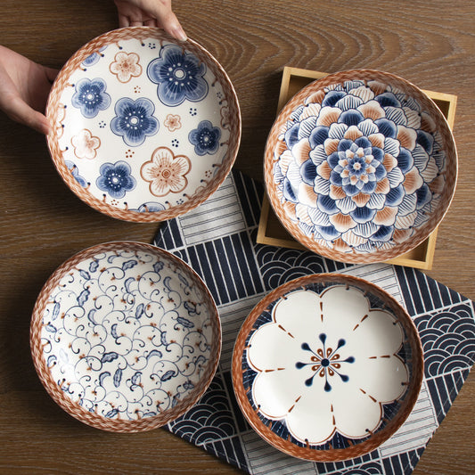 Vine Ceramic Underglaze Color Disc Complex Dish Deep Plates Household Creative Tableware