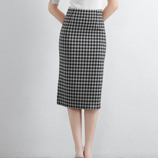 Checkered Knitted Skirts For Women