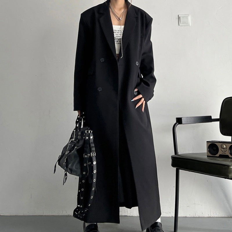 Strong aura Effect and Loose Slimming Korean Style Long Trench Coat for women