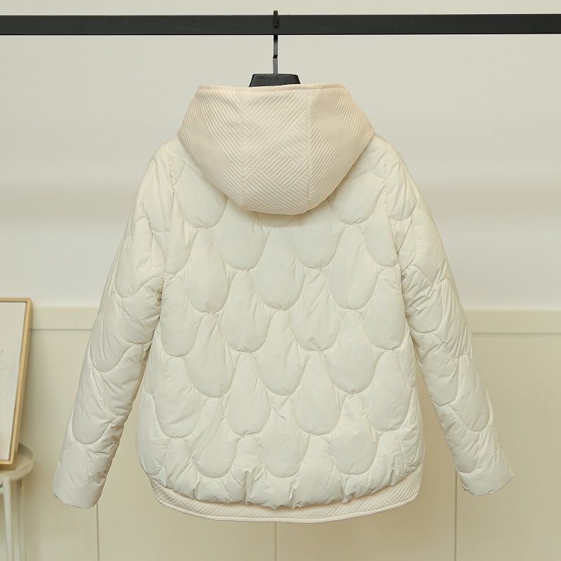 Cotton-padded Short Fake Two-piece Hooded Casual Coat for women