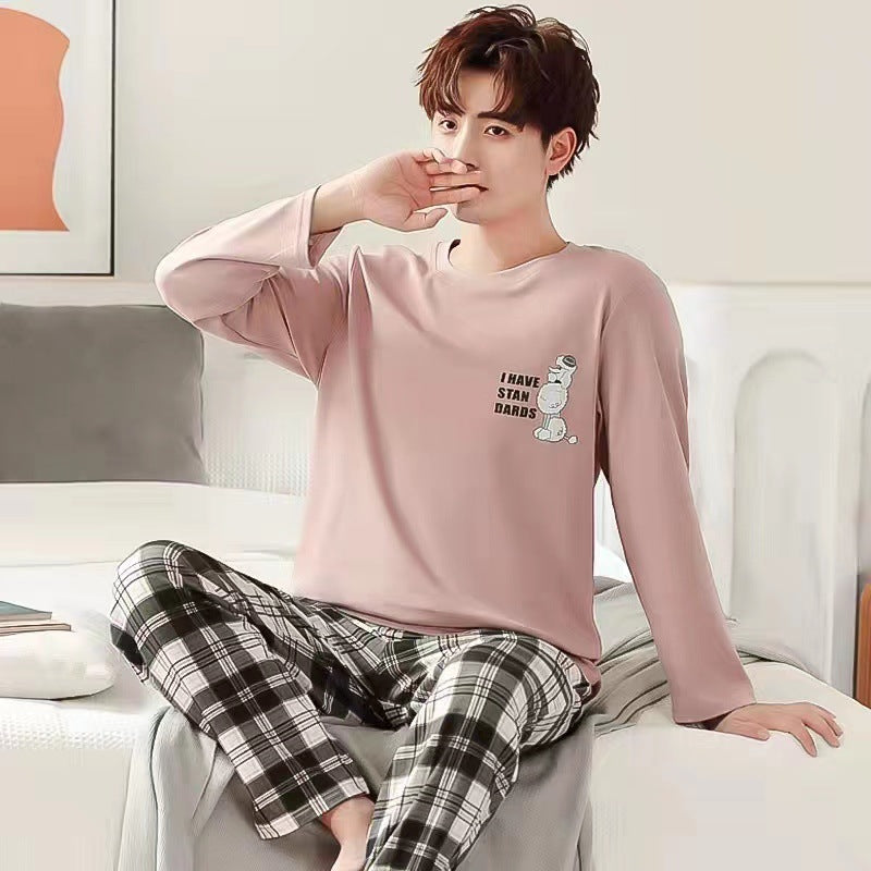 Home Wear Spring And Autumn Pajama Set For Men