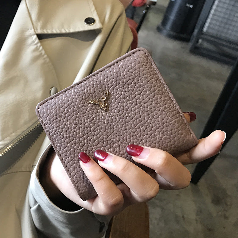 Leather Small Folding Women's Short Ultra-thin Mini Coin Purse Korean Fashion Wallet