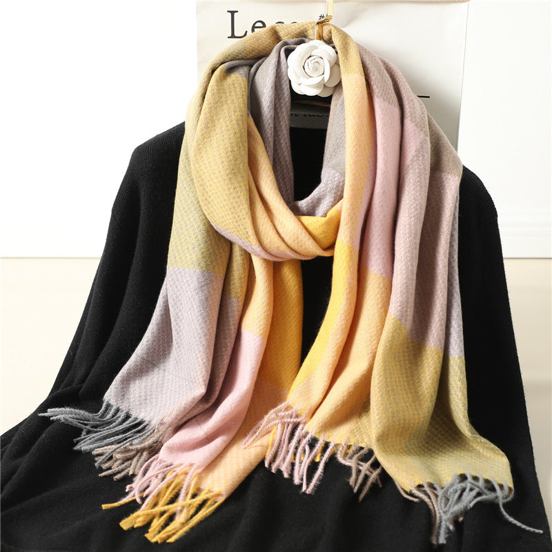 Winter New Scarf Cashmere Check Pattren All-match Color Matching Scarf for women