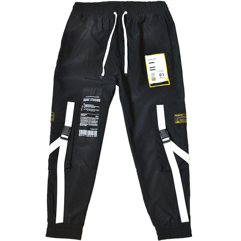 Hip Hop Dark Loose Web Cargo Pant For Men