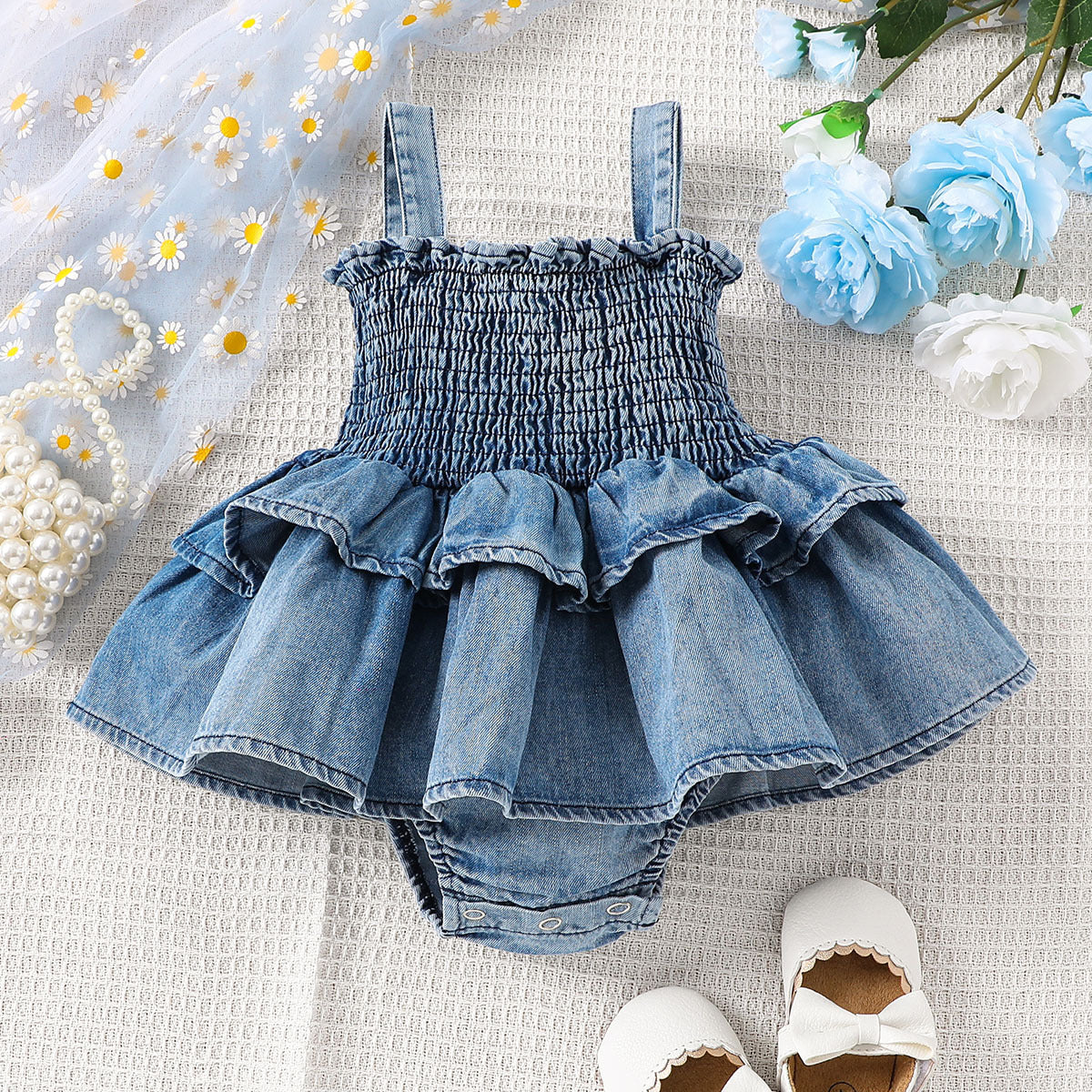 Suspender Denim Rompers for baby