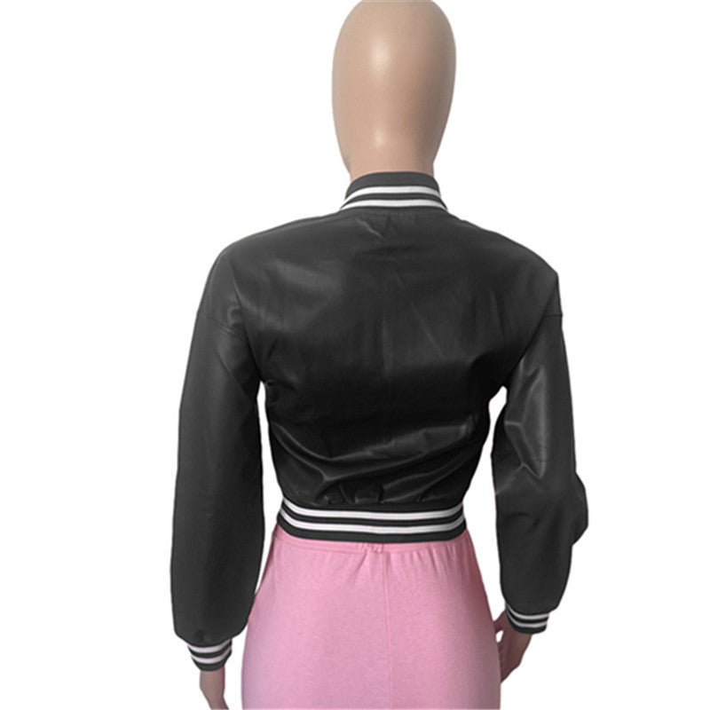 Autumn  Windproof Leather Jacket for girls