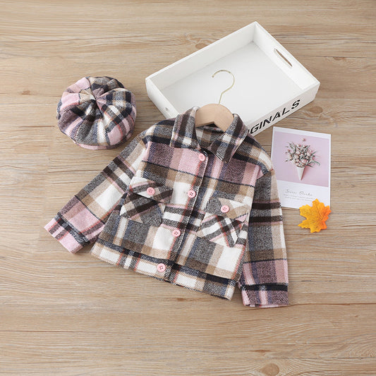 Small Plaid Coat for baby girls