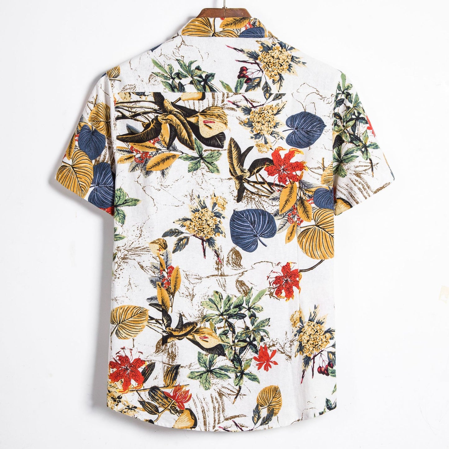 Men's Casual Cotton And Linen Men's Short-sleeved Shirt Men