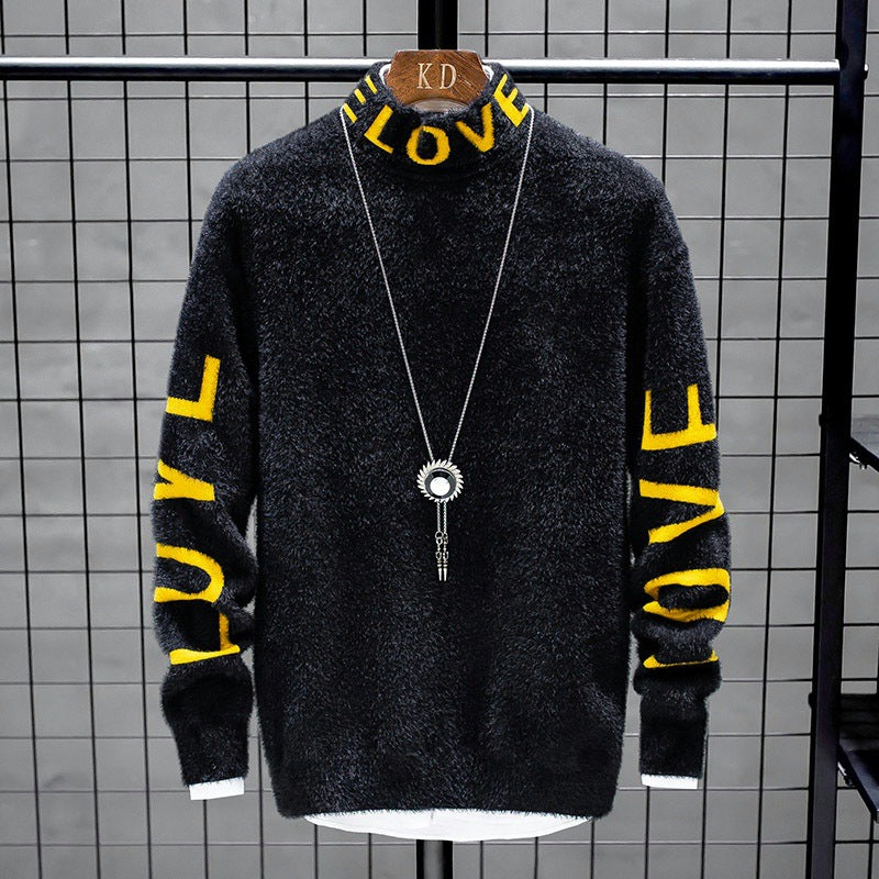 High Neck Loose Personalized Sweater For Men