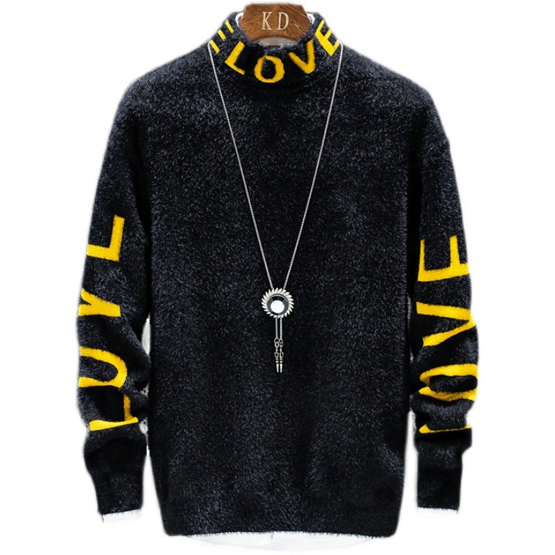 High Neck Loose Personalized Sweater For Men