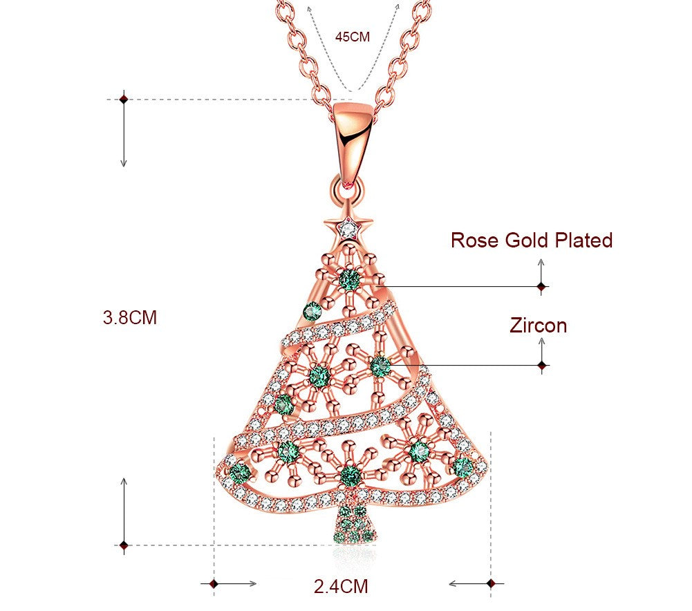 Christmas Tree Necklace For Women Diamond Inlaid Clavicle Chain Ornament