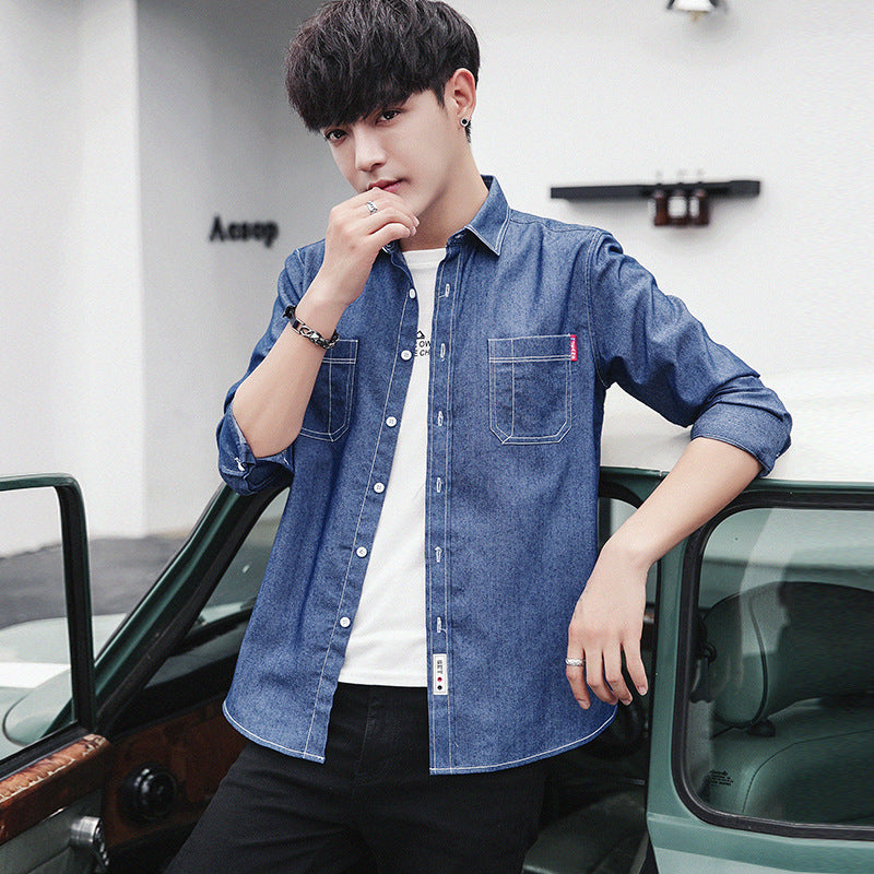 Season Men's Casual Long-sleeved Denim Shirts And Inch Shirts