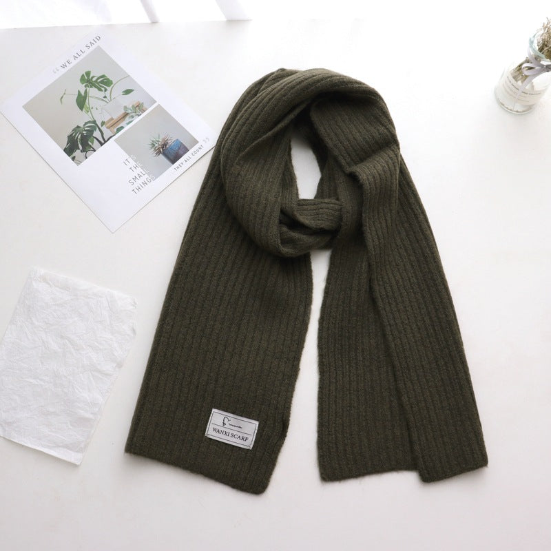 Short Knitted Plain Striped Scarves For Men And Women