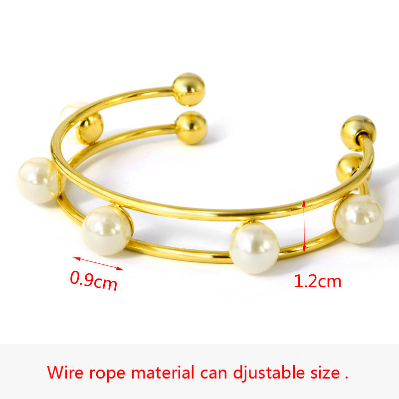 European And American Simple Pearl Opening Bracelet