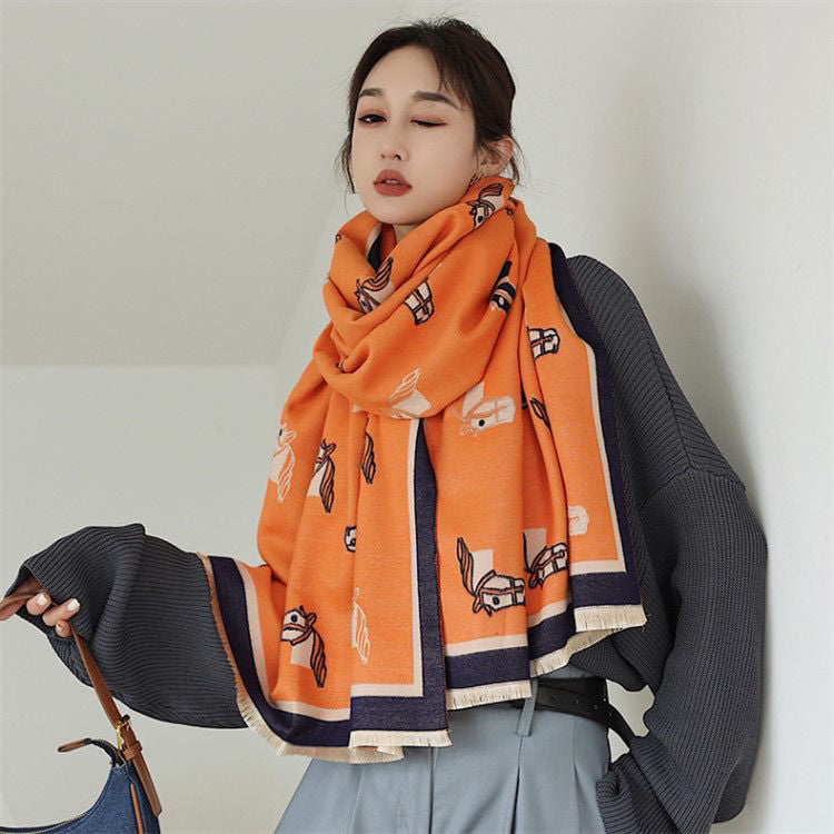 Winter Double-sided Thickened Air-conditioned Room Shawl Long Warm Scarf for women