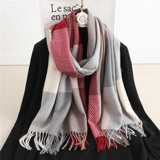 Winter New Scarf Cashmere Check Pattren All-match Color Matching Scarf for women