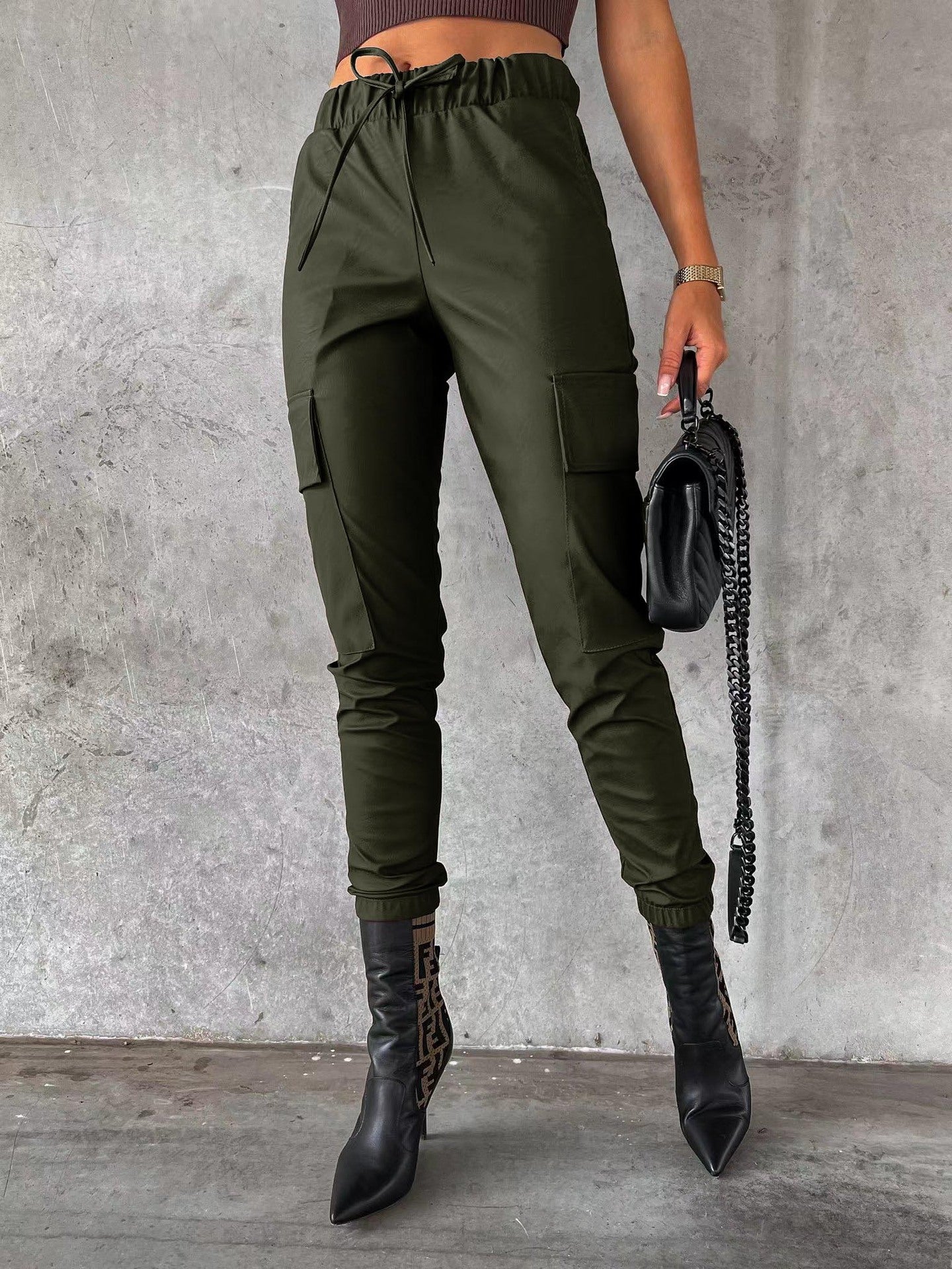 European And American Matte Leather Pants For Women