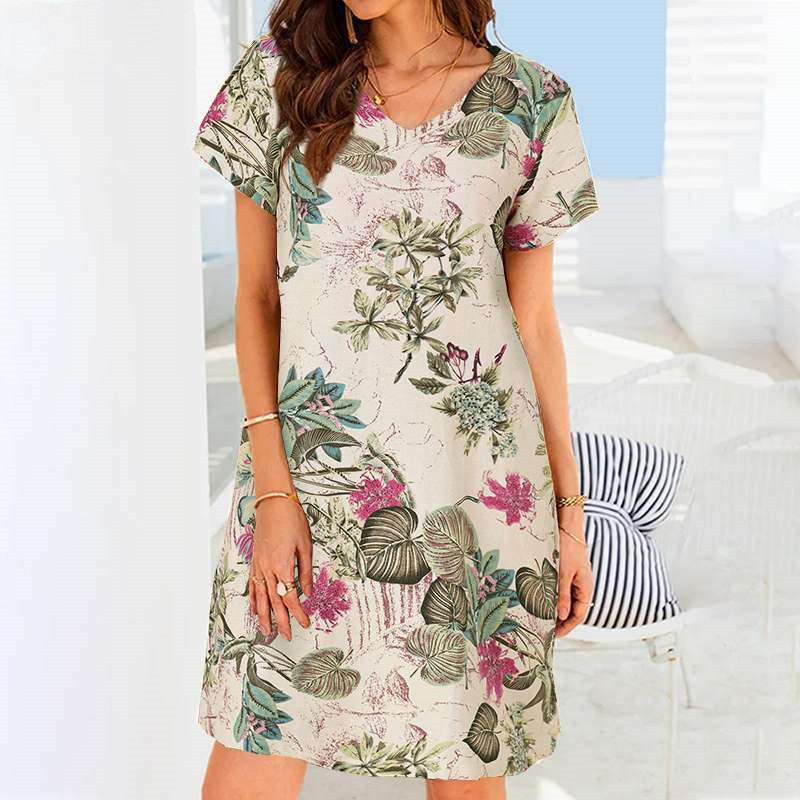 Retro Cotton And Linen Beach Dress Women