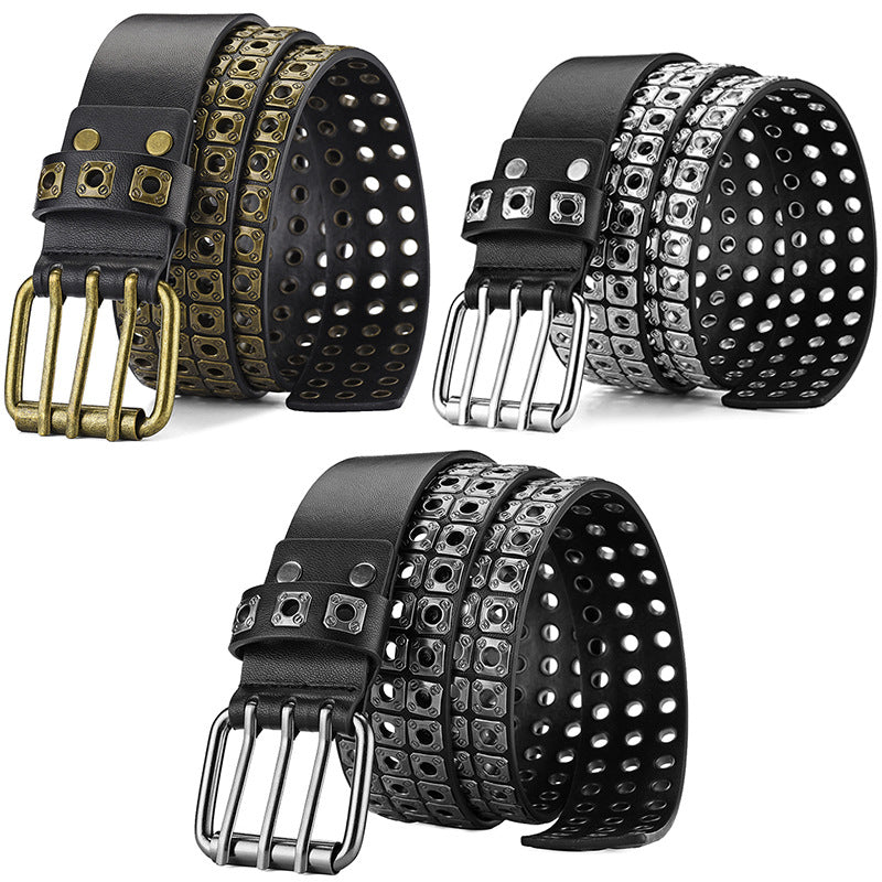 Punk Rivet Air Hole Wide Belt for women