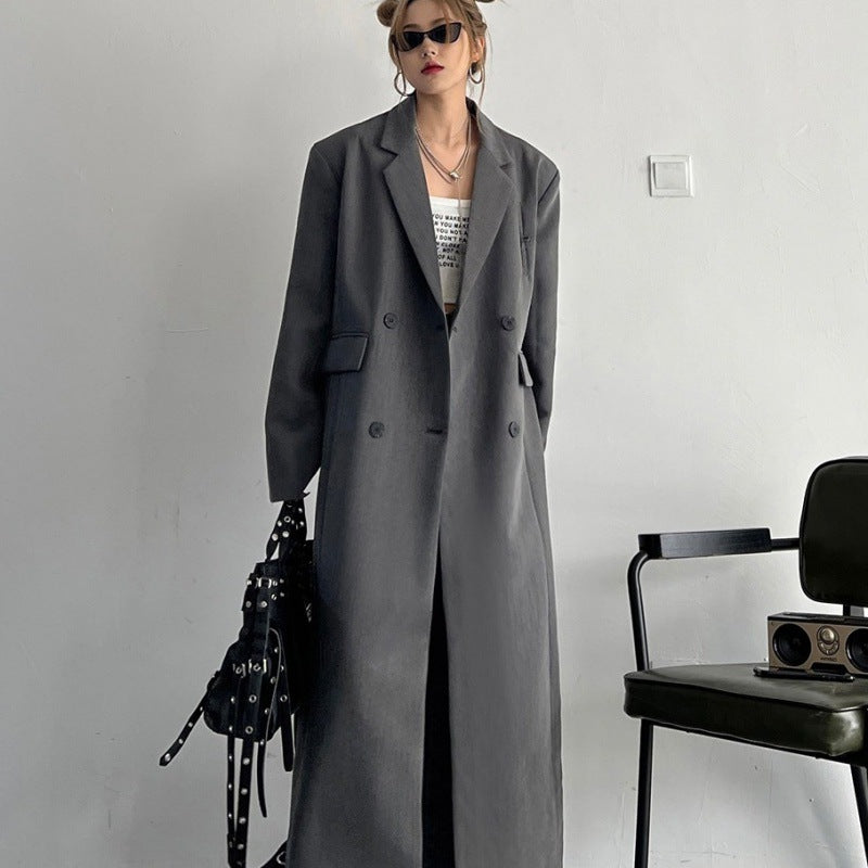 Strong aura Effect and Loose Slimming Korean Style Long Trench Coat for women