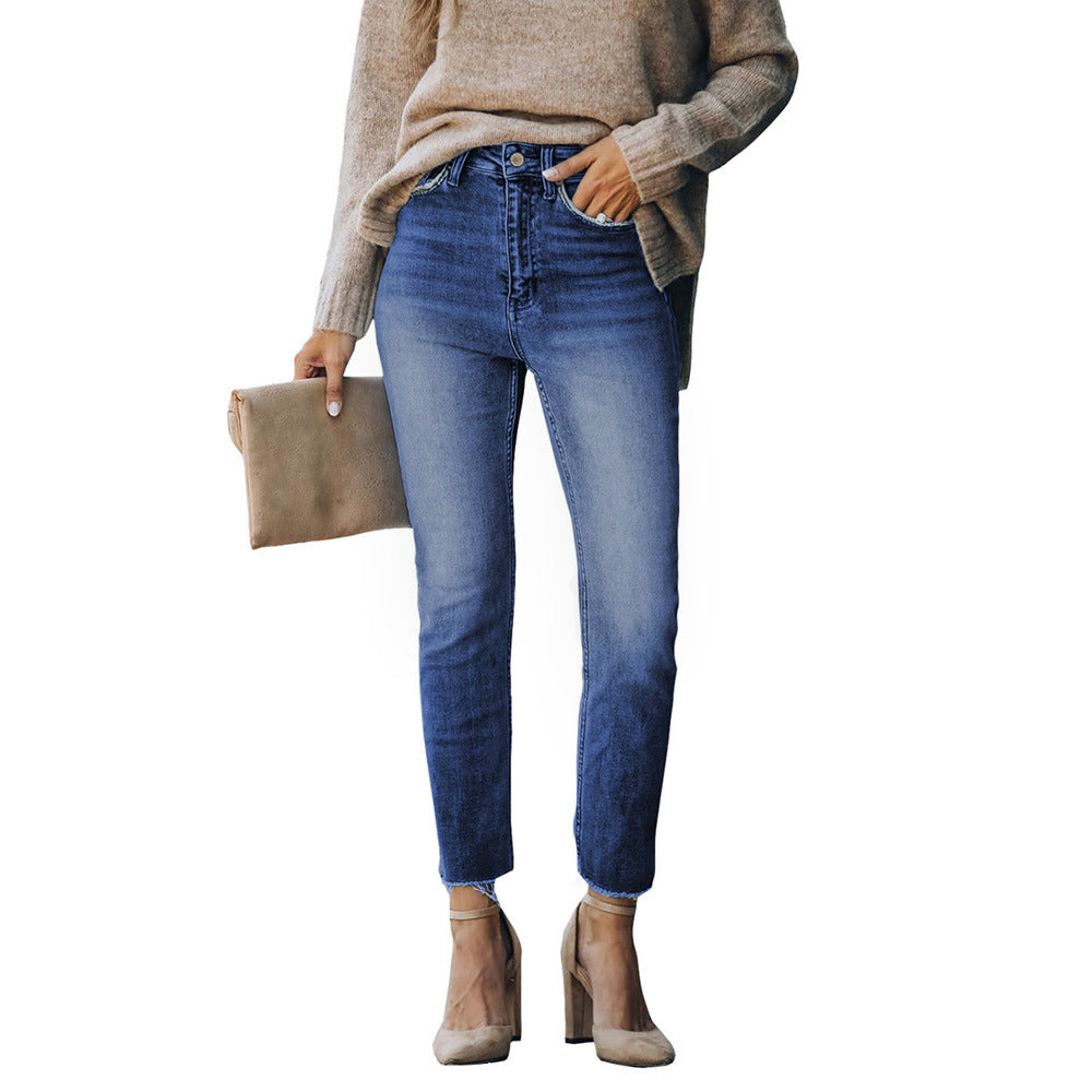 American Style Washed Jeans For Women