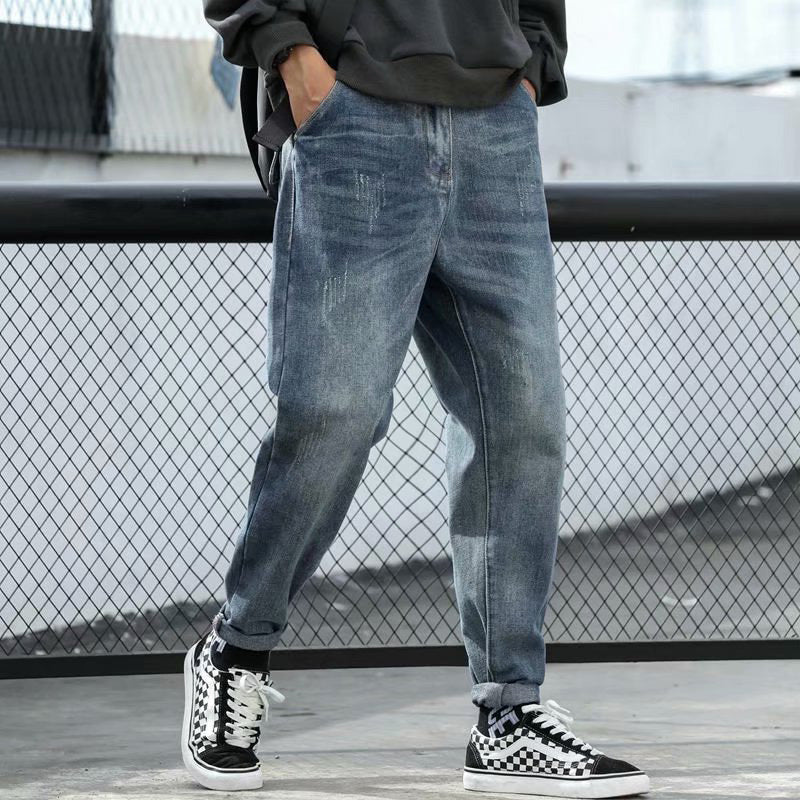 Retro Straight Loose Plus Size Tooling Jeans For Men