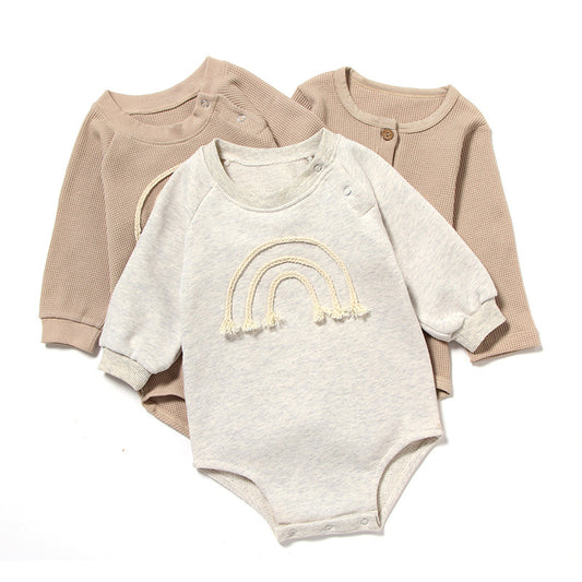 Spring And Autumn Long Sleeve Waffle Romper for baby