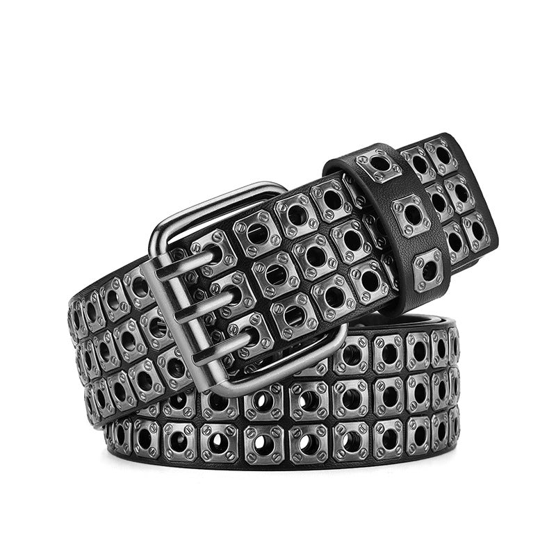 Punk Rivet Air Hole Wide Belt for women