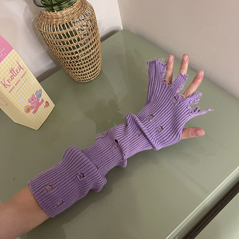 Knitted Long Dopamine Multi-color Gloves for women