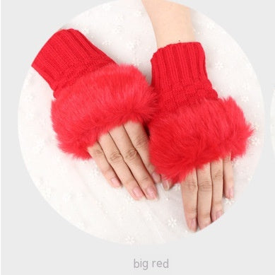 Thermal Women's Half Finger Polyester Gloves for girls