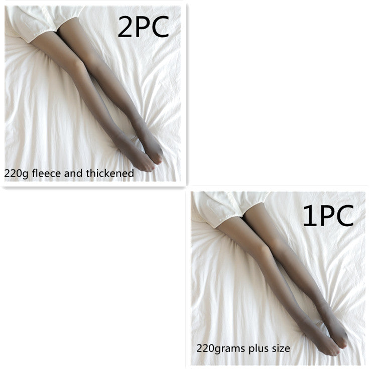 Fake Translucent Plus Size Leggings Fleece Lined Tights Fall And Winter Warm Fleece Pantyhose for Women