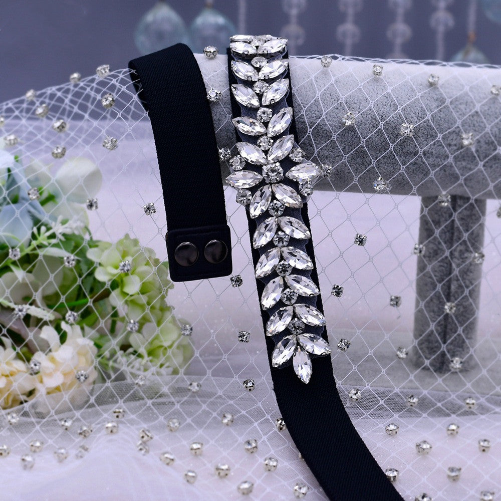 Rhinestone Inlaid Elastic Stretch Belt for women