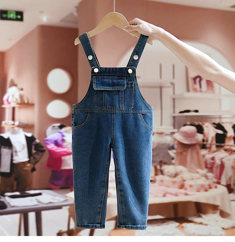 Girls' Spring And Autumn Overalls Shirt Suit