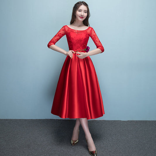 Western Style Summer Banquet Mid-length Annual Party Evening Dress for girls